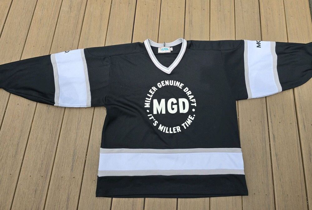 Vintage Miller Genuine Draft MGD Hockey Jersey Size XXL Alpha Tag Used